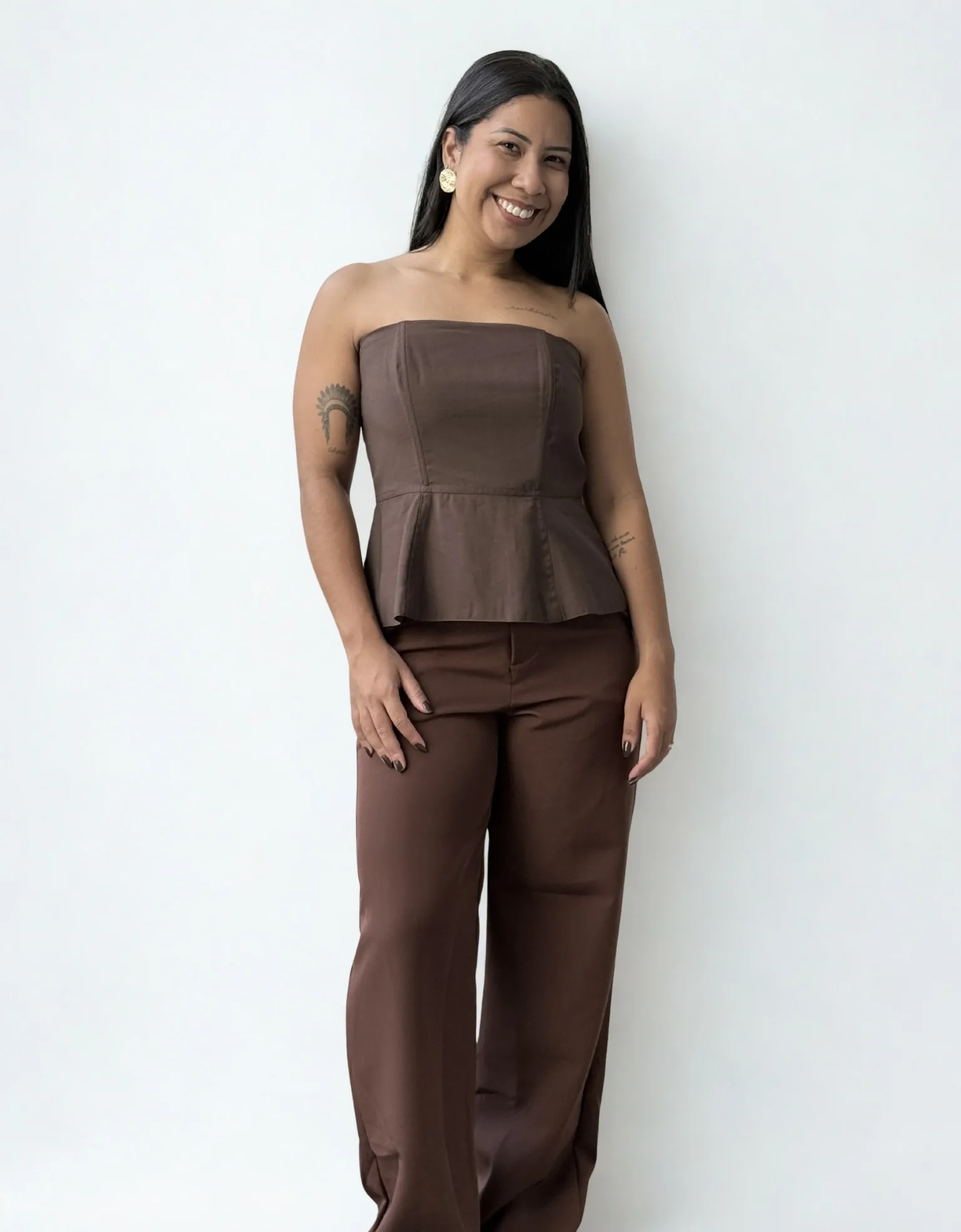 CROPPED REBECCA PEPLUM MARROM