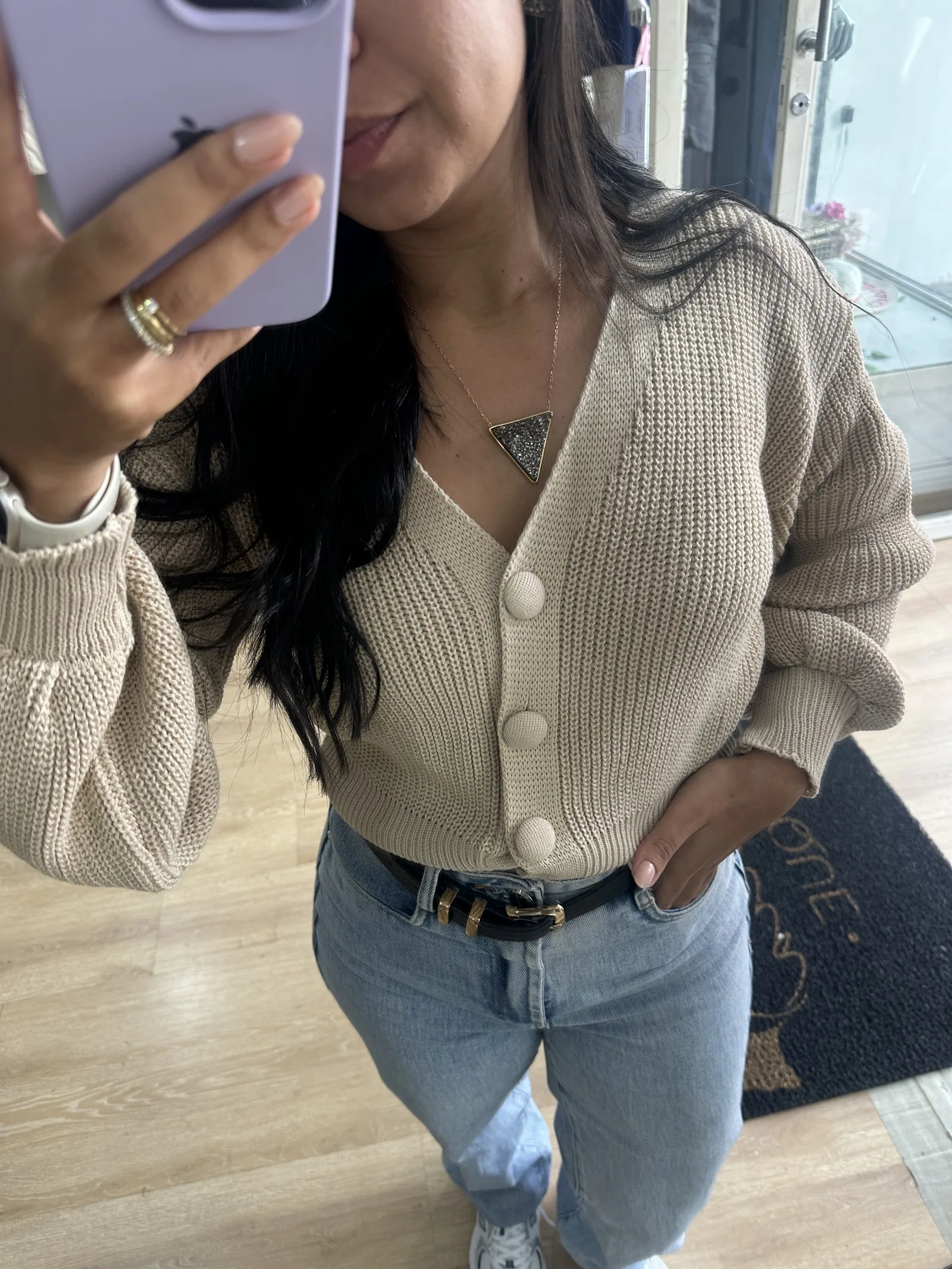 CARDIGAN TRICOT MANGA BUFANTE