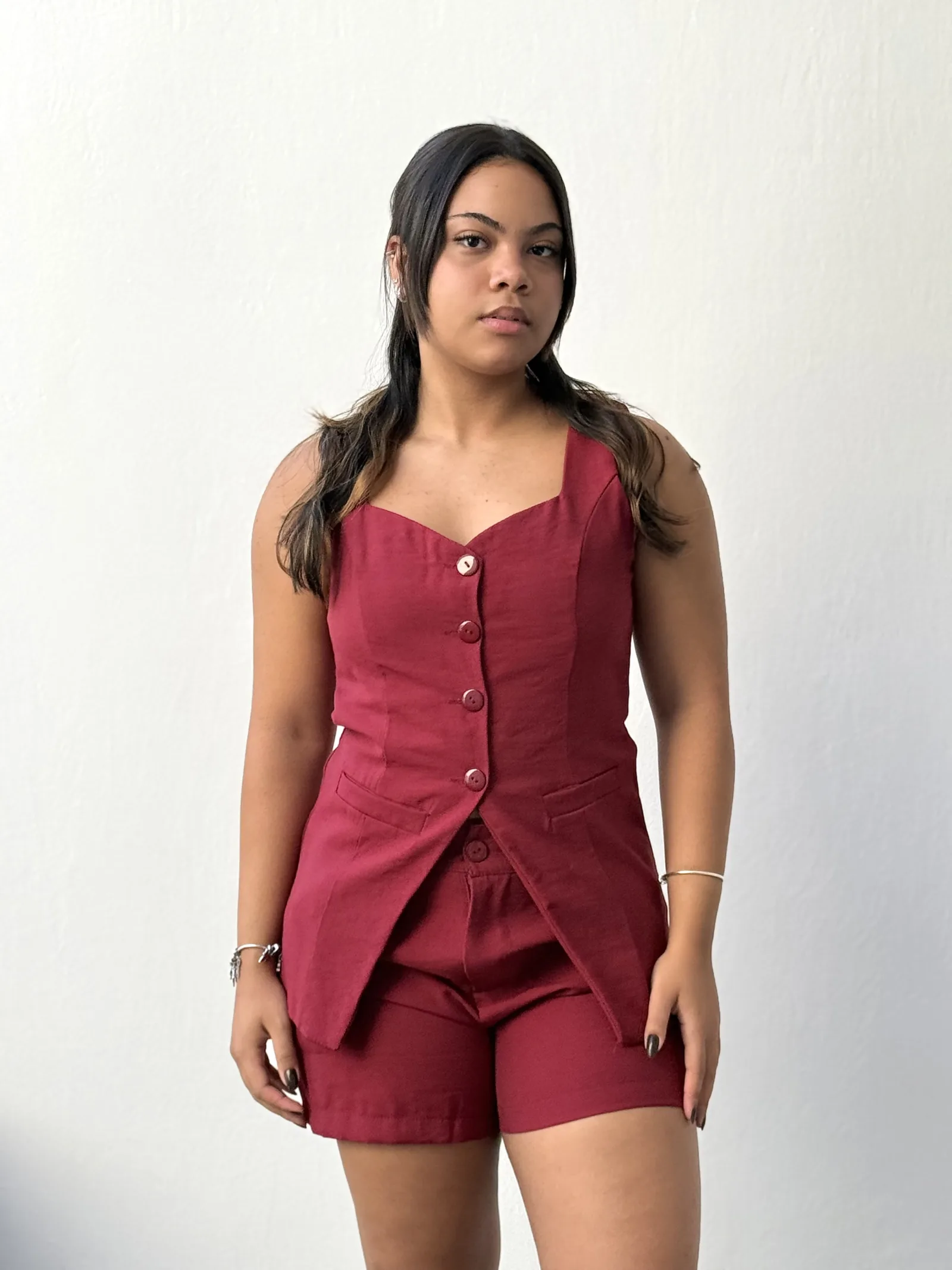 CONJUNTO VERONA COLETE ALONGADO MARSALA