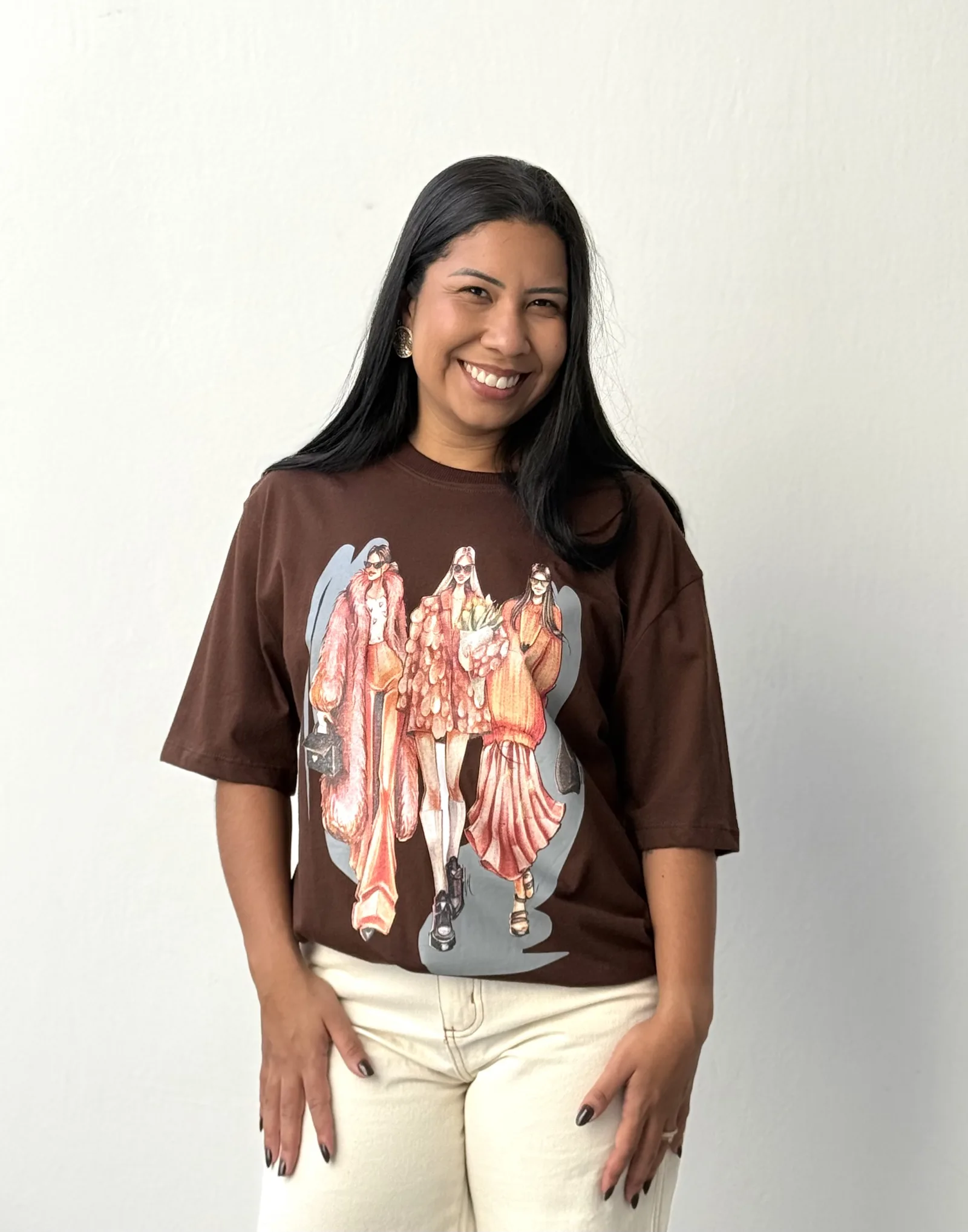 T-SHIRT FASHION GIRLS MARROM